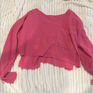 Pink Cropped Sweater with Pocket